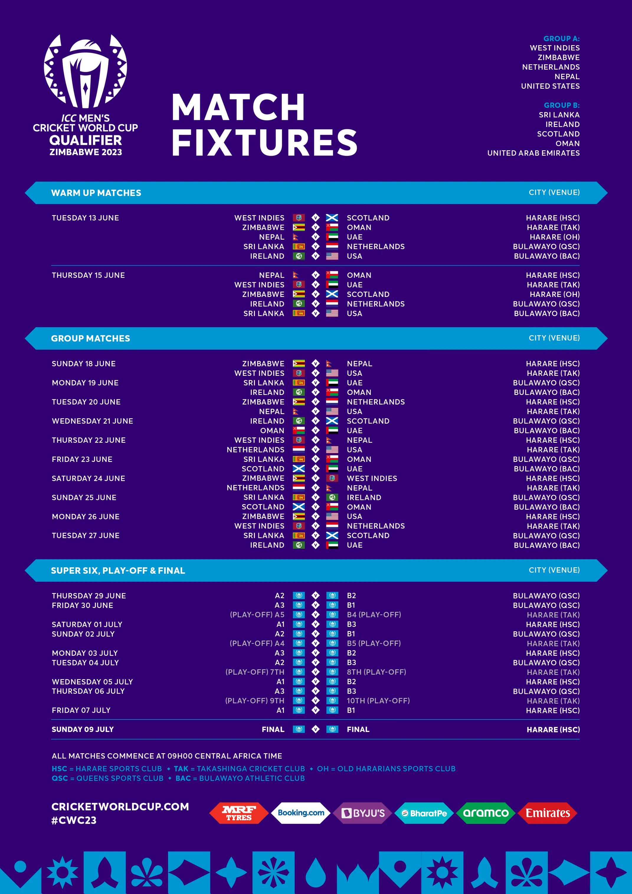 Experience the Excitement: Cricket World Cup Qualifiers Fixtures Revealed by Vegas11